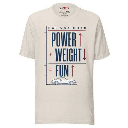 Car Guy Math t-shirt, Heather Dust front view — Marque automotive apparel