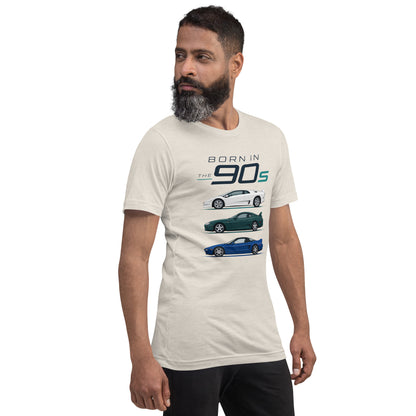 Born in the 90s tee, Heather Dust front view — Marque automotive apparel (2)
