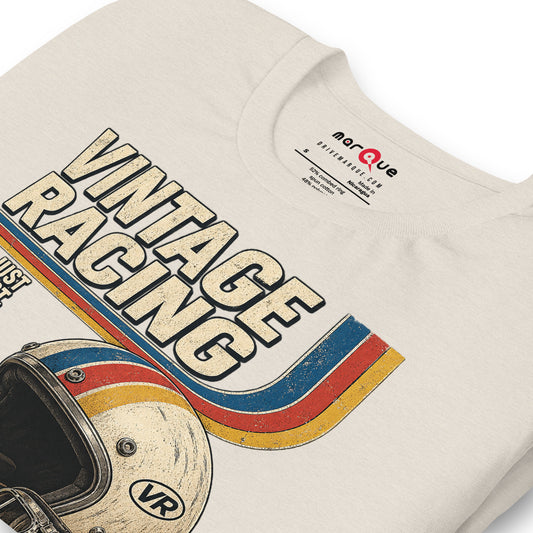 Vintage Racing Tee, Heather Dust print detail — Marque automotive apparel