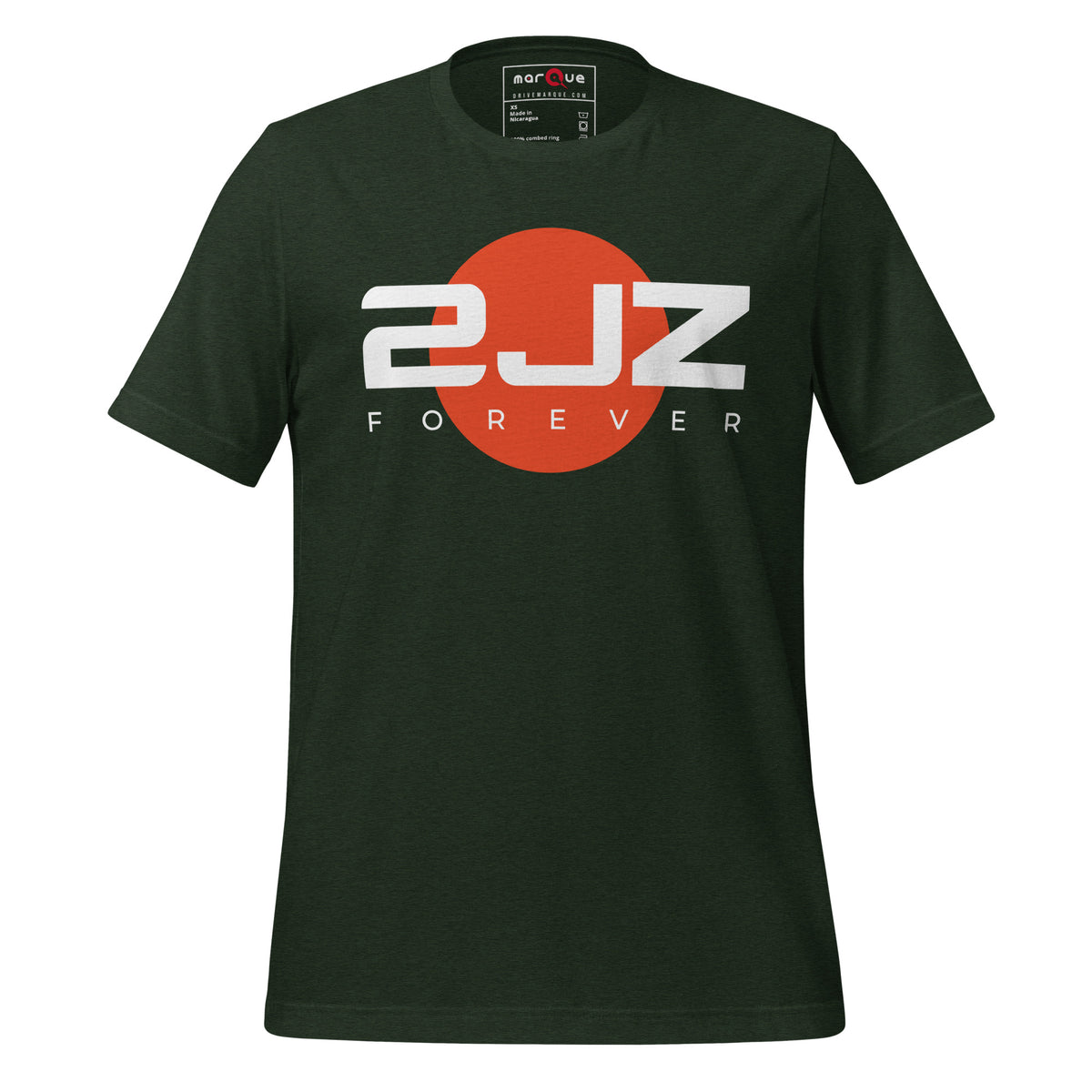 2JZ Forever Tee — Rising Sun graphic t-shirt, Heather Emerald front view (2) — Marque automotive apparel
