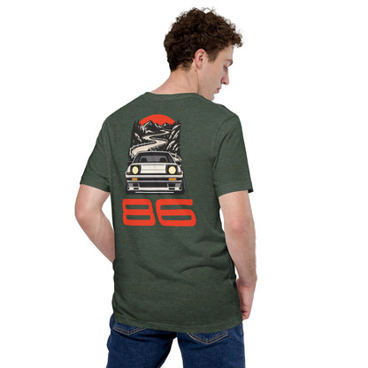 Touge Run Tee, Heather Forest back view (2) — Marque automotive apparel