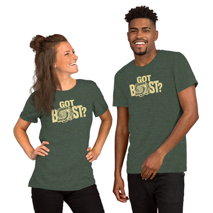 Got Boost tee, Heather Forest front view — Marque automotive apparel (3)