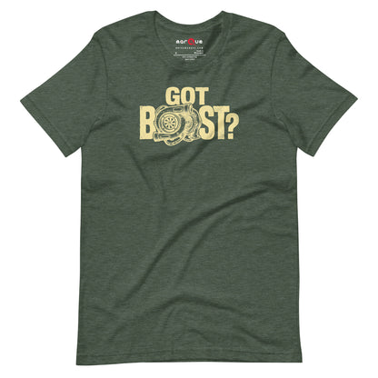 Got Boost tee, Heather Forest front view — Marque automotive apparel