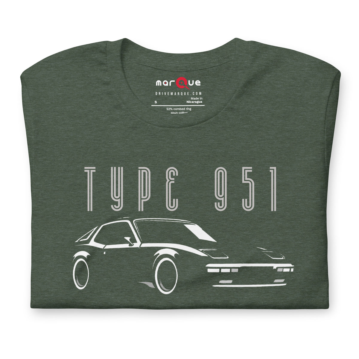 Type 951 t-shirt, Heather Forest front view (3) — Marque automotive apparel