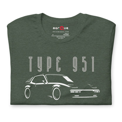 Type 951 t-shirt, Heather Forest front view (3) — Marque automotive apparel