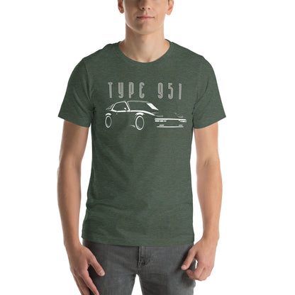 Type 951 t-shirt, Heather Forest front view (2) — Marque automotive apparel