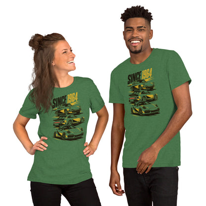 Stuttgart's Finest Since '64 t-shirt, Heather Grass Green front view (2) — Marque automotive apparel