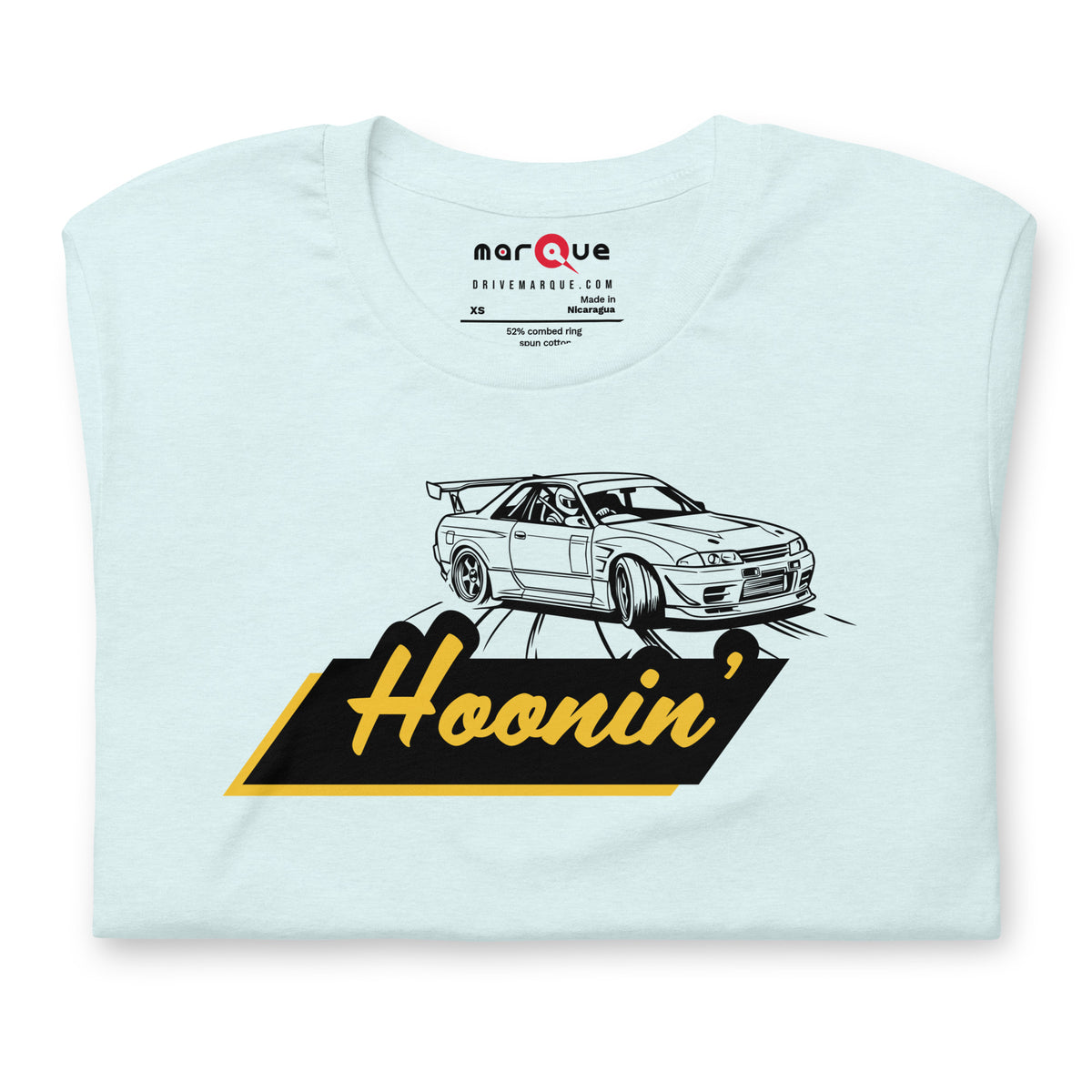 Hoonin' Tee — Sideways by Choice graphic t-shirt, Heather Ice Blue front view (3) — Marque automotive apparel