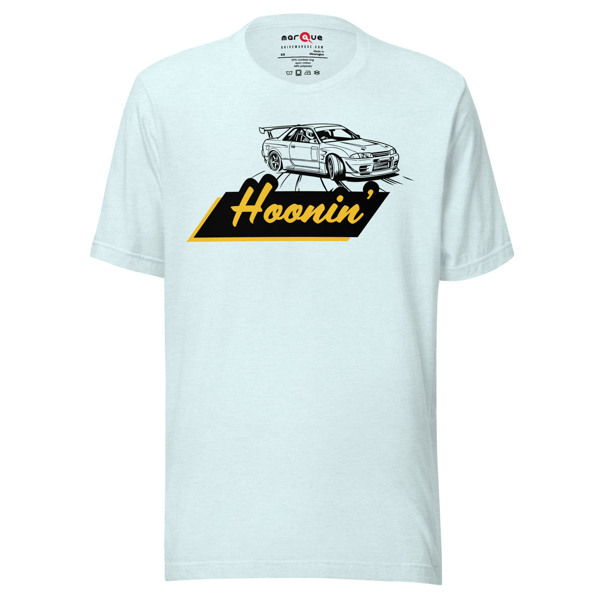 Hoonin' Tee — Sideways by Choice graphic t-shirt, Heather Ice Blue front view — Marque automotive apparel