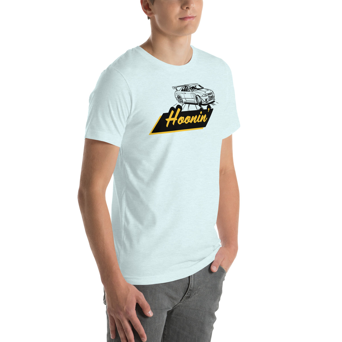 Hoonin' Tee — Sideways by Choice graphic t-shirt, Heather Ice Blue front view (2) — Marque automotive apparel