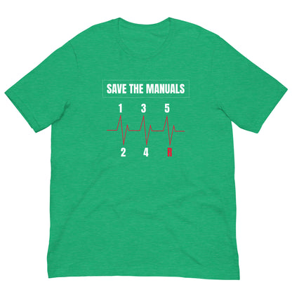 Save the Manuals heartbeat manual gearbox graphic t-shirt — Marque