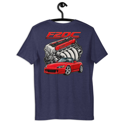 F20C Redline Royalty Tee, Heather Midnight Navy back view (2) — Marque automotive apparel