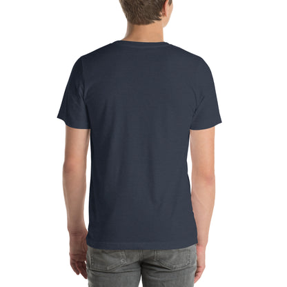 Heather Navy V10 tee from the back — plain, no print on the reverse