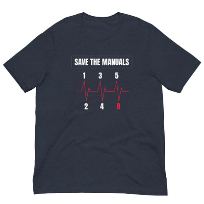 Save the Manuals heartbeat manual gearbox graphic t-shirt — Marque