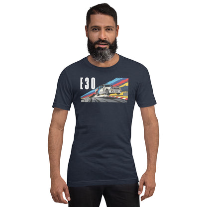 E30 Touring Car Tee — Group A Heritage graphic t-shirt, Navy front view (3) — Marque automotive apparel
