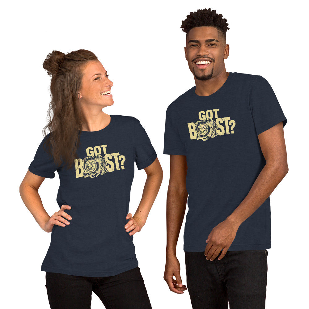 Got Boost tee, Heather Navy front view — Marque automotive apparel (3)
