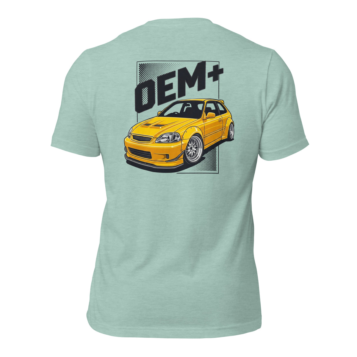 OEM+ tee, Heather Prism Dusty Blue back view — Marque automotive apparel (2)