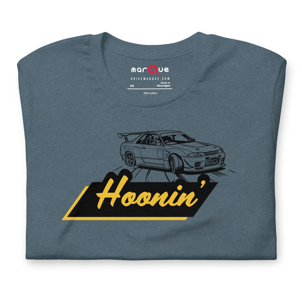 Hoonin' Tee — Sideways by Choice graphic t-shirt, Heather Slate front view (3) — Marque automotive apparel