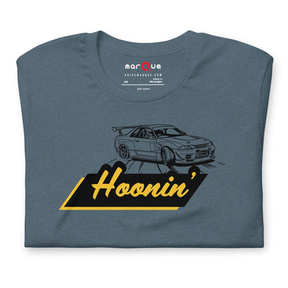 Hoonin' Tee — Sideways by Choice graphic t-shirt, Heather Slate front view (3) — Marque automotive apparel