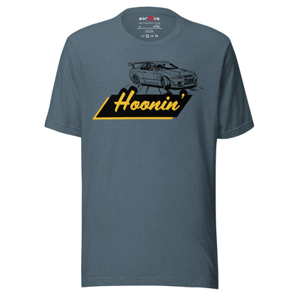 Hoonin' Tee — Sideways by Choice graphic t-shirt, Heather Slate front view — Marque automotive apparel