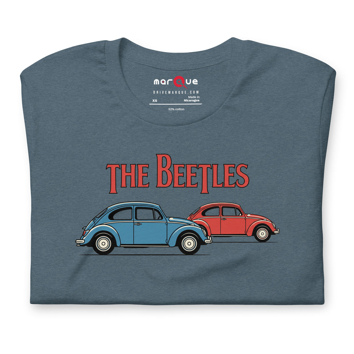 Four of a Kind Tee — Air-Cooled Flat-Four graphic t-shirt, Heather Slate front view (2) — Marque automotive apparel