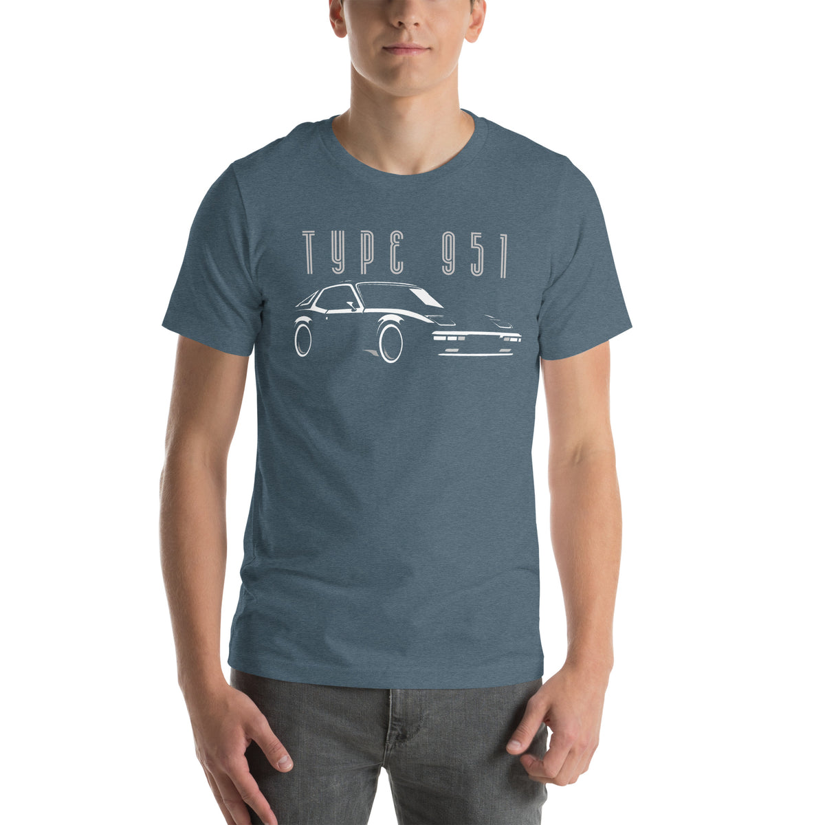 Type 951 t-shirt, Heather Slate front view (2) — Marque automotive apparel