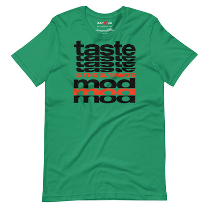 Taste Is The Ultimate Mod Tee, Kelly front view — Marque automotive apparel