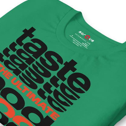 Taste Is The Ultimate Mod Tee, Kelly print detail — Marque automotive apparel