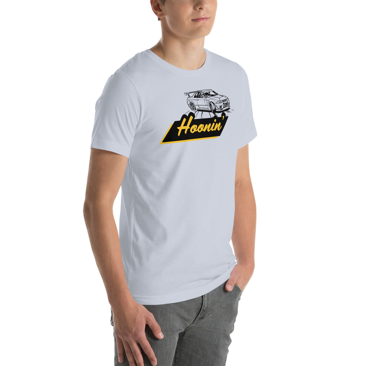 Hoonin' Tee — Sideways by Choice graphic t-shirt, Light Blue front view (2) — Marque automotive apparel