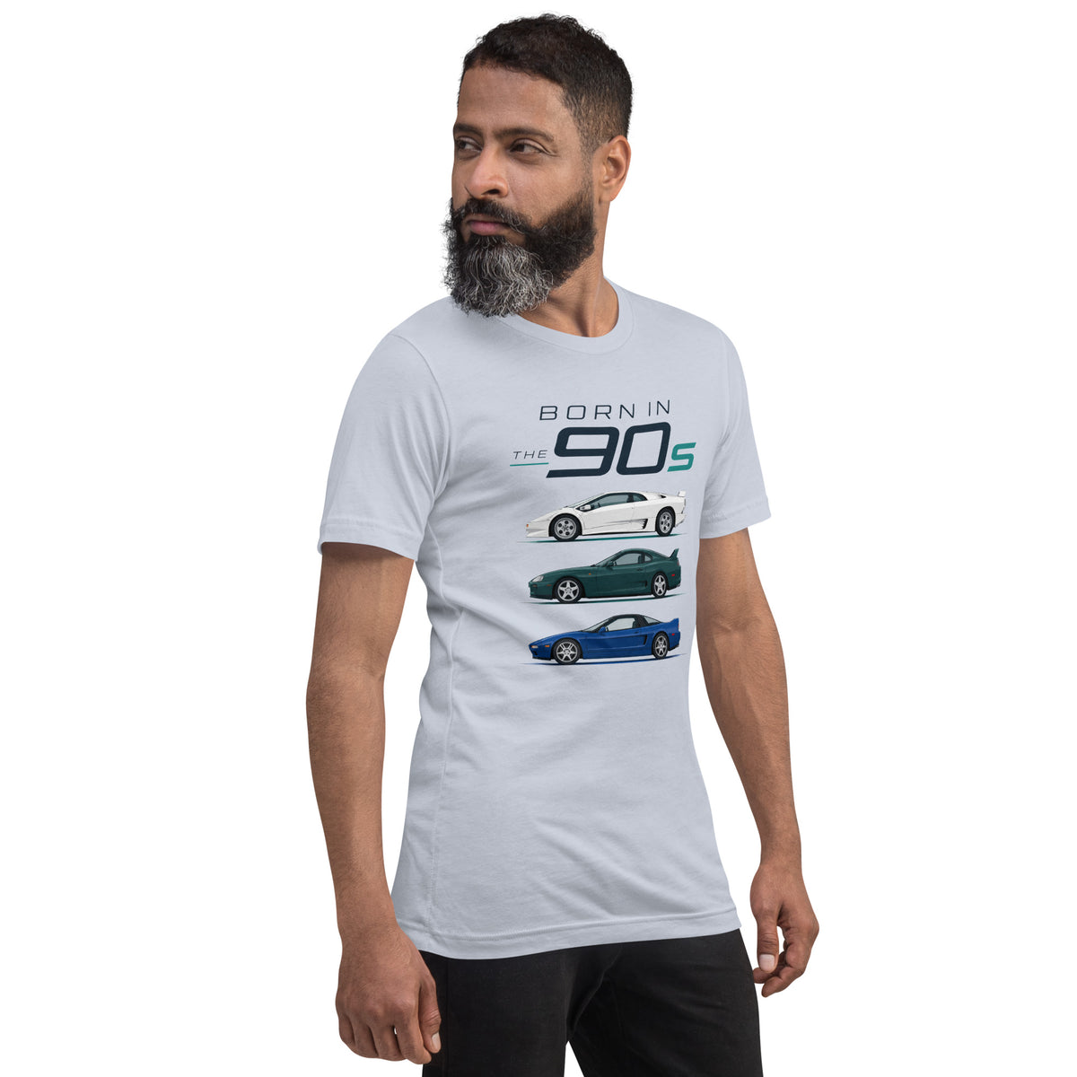 Born in the 90s tee, Light Blue front view — Marque automotive apparel (2)