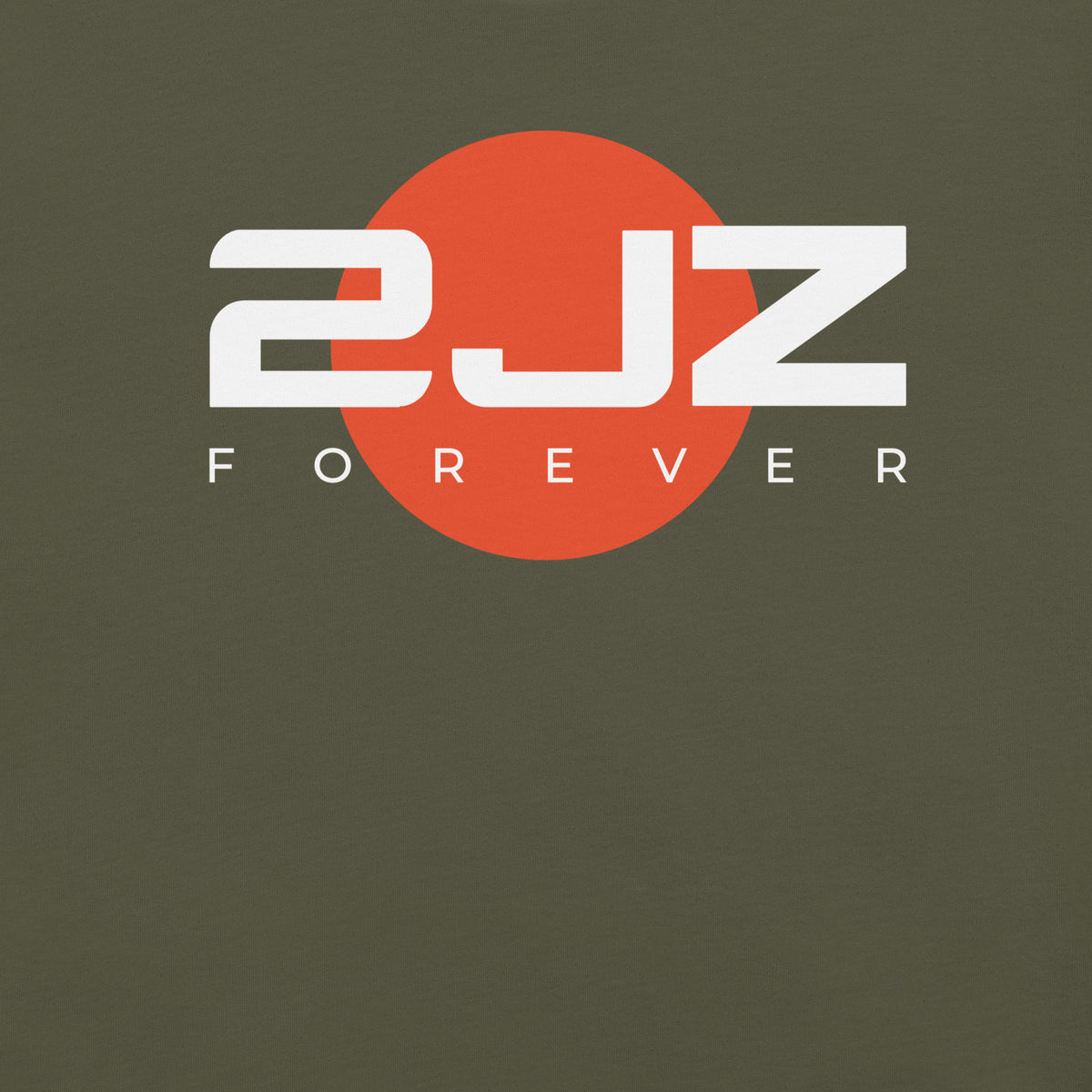 2JZ Forever Tee — Rising Sun graphic t-shirt, Military Green front view — Marque automotive apparel