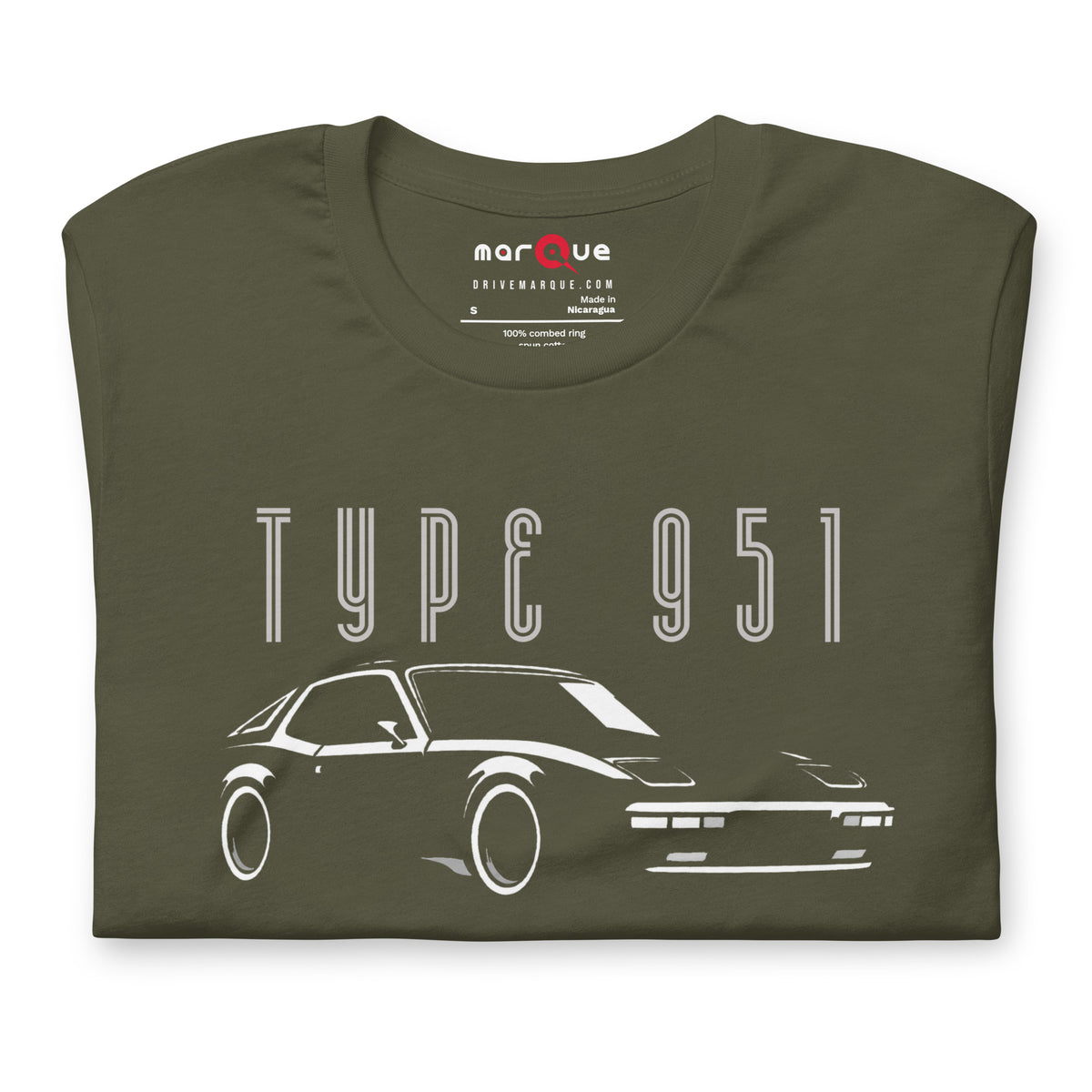 Type 951 t-shirt, Military Green front view (3) — Marque automotive apparel