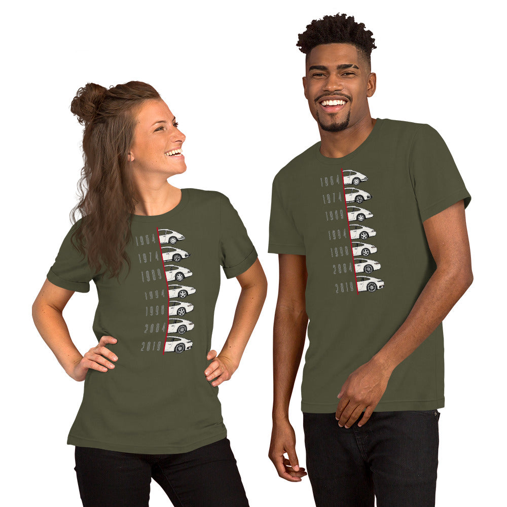 Evolution of an Icon t-shirt, Military Green front view (2) — Marque automotive apparel