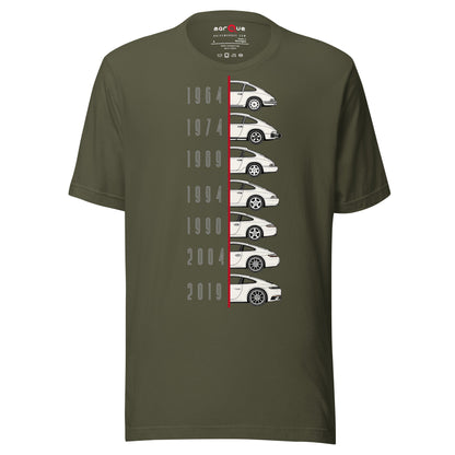 Evolution of an Icon t-shirt, Military Green front view — Marque automotive apparel