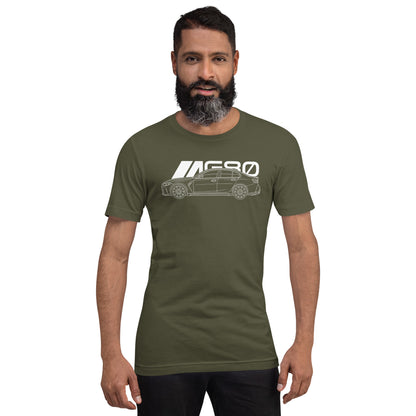 Super Sedan G80 t-shirt, Military Green front view (2) — Marque automotive apparel