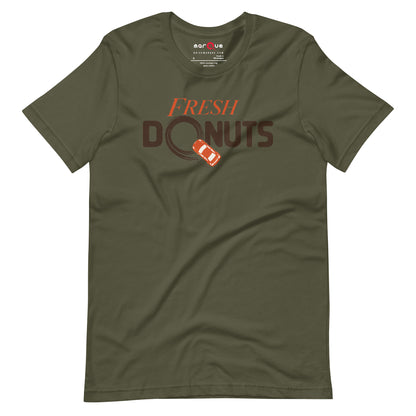 Fresh Donuts t-shirt, Military Green front view (2) — Marque automotive apparel