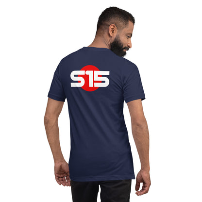 S15 Tee — Final Silhouette graphic t-shirt, Navy back view (2) — Marque automotive apparel