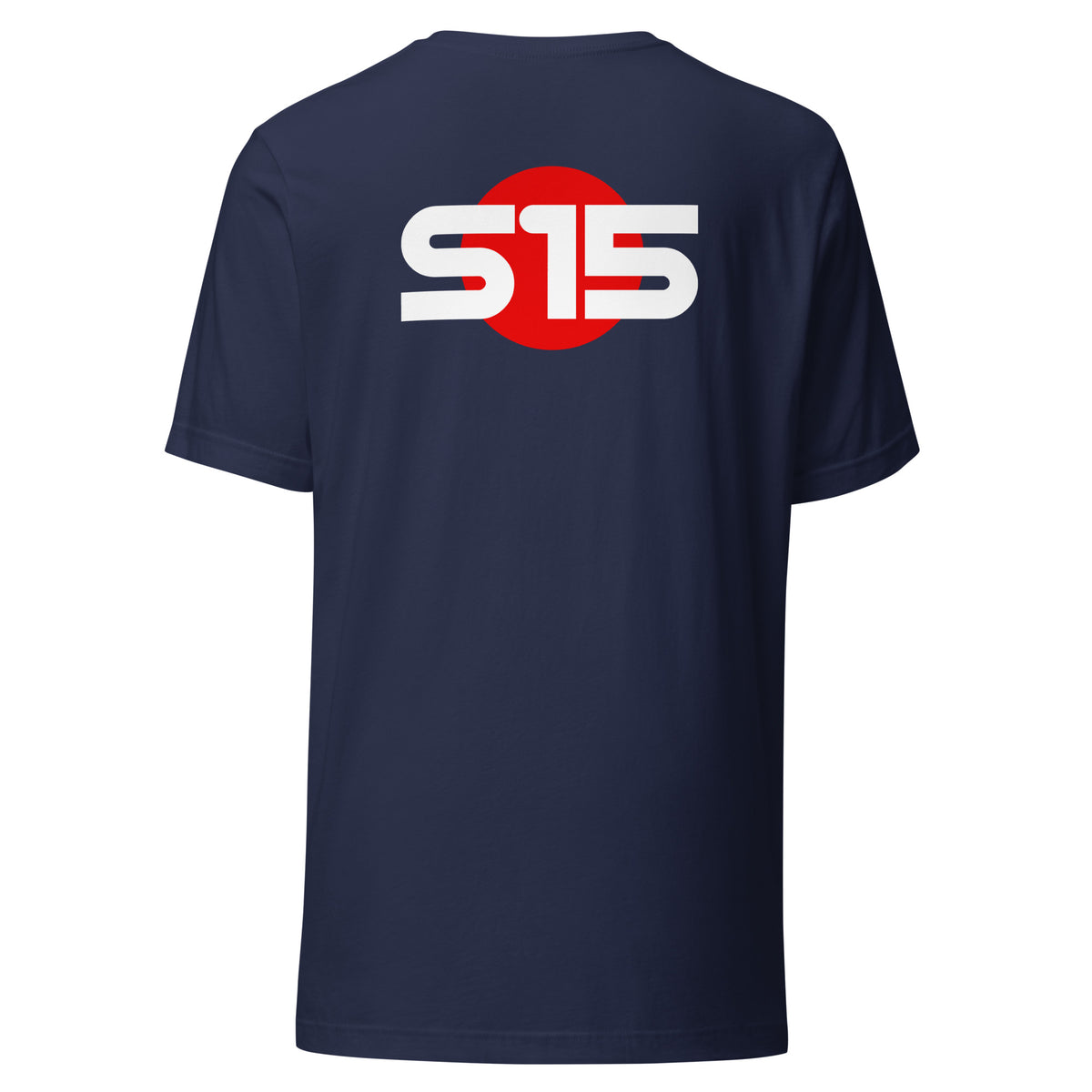 S15 Tee — Final Silhouette graphic t-shirt, Navy back view — Marque automotive apparel