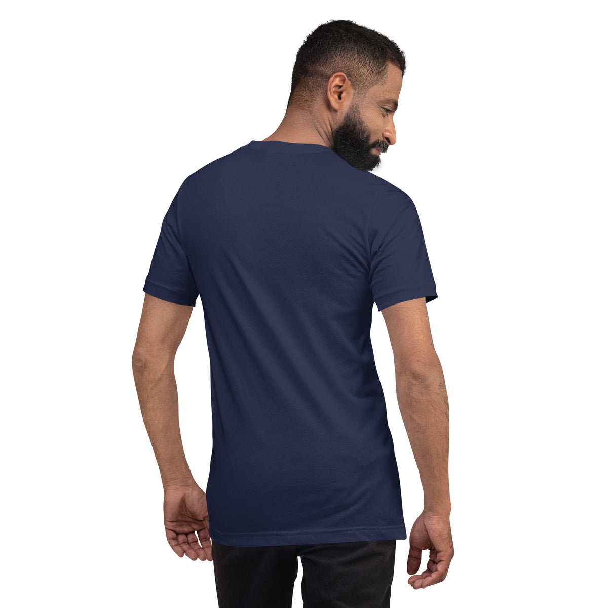 Super Wagon Tee, Navy — worn back view, plain back, Marque automotive apparel