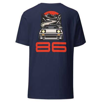 Touge Run Tee, Navy back view — Marque automotive apparel