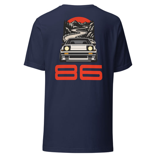 Touge Run Tee, Navy back view — Marque automotive apparel