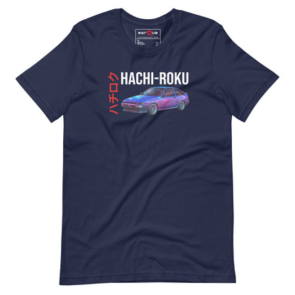 Hachi-Roku Tee — AE86 Neon graphic t-shirt, Navy front view (4) — Marque automotive apparel