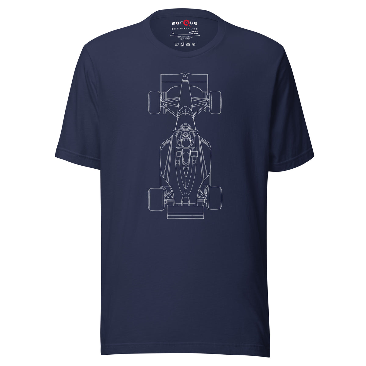 Track Ready Tee — Pre-Grid Checklist graphic t-shirt, Navy front view — Marque automotive apparel