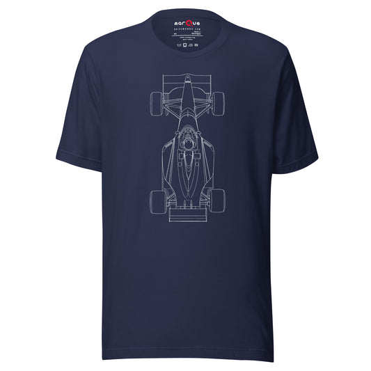 Track Ready Tee — Pre-Grid Checklist graphic t-shirt, Navy front view — Marque automotive apparel