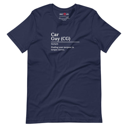 Car Guy Tee — Trackside graphic t-shirt, Navy front view — Marque automotive apparel