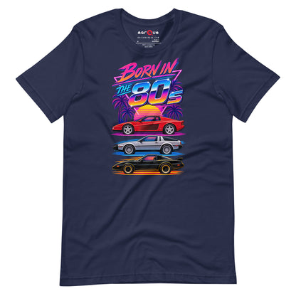 Born in the 80s tee, Navy front view — Marque automotive apparel