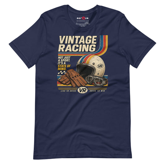 Vintage Racing Tee, Navy front view — Marque automotive apparel
