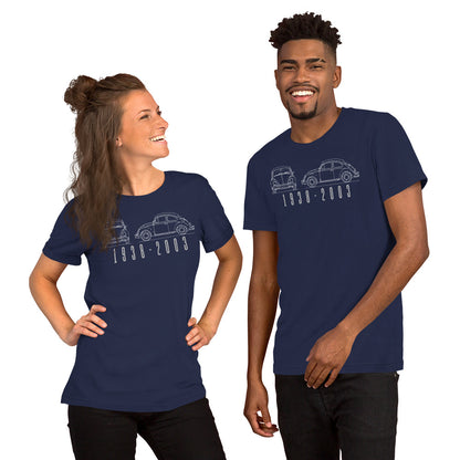 The Original Bug Tee, Navy — worn front view, Marque automotive apparel