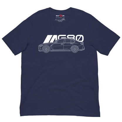 Super Sedan G80 t-shirt, Navy front view — Marque automotive apparel