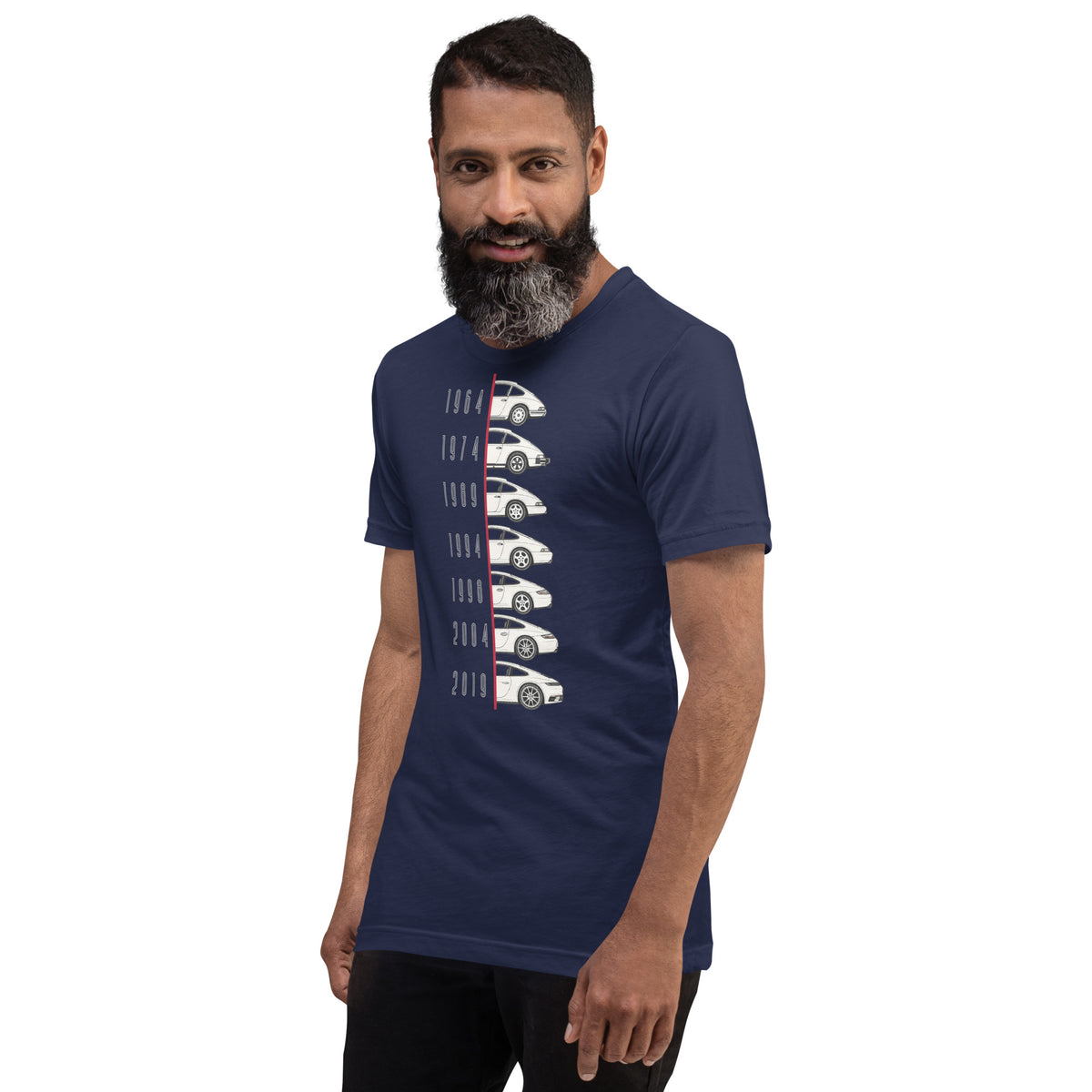 Evolution of an Icon t-shirt, Navy left front view — Marque automotive apparel